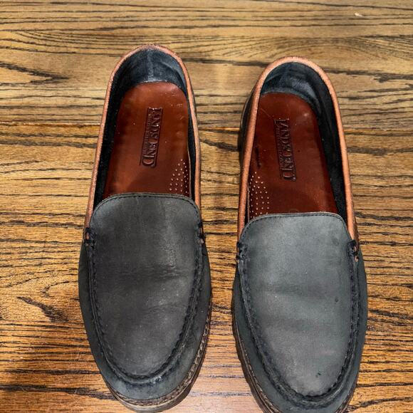 Lands’ End Women’s 8B Black Brown Leather Moc Loafers Made in Brazil Vintage - Picture 4 of 6